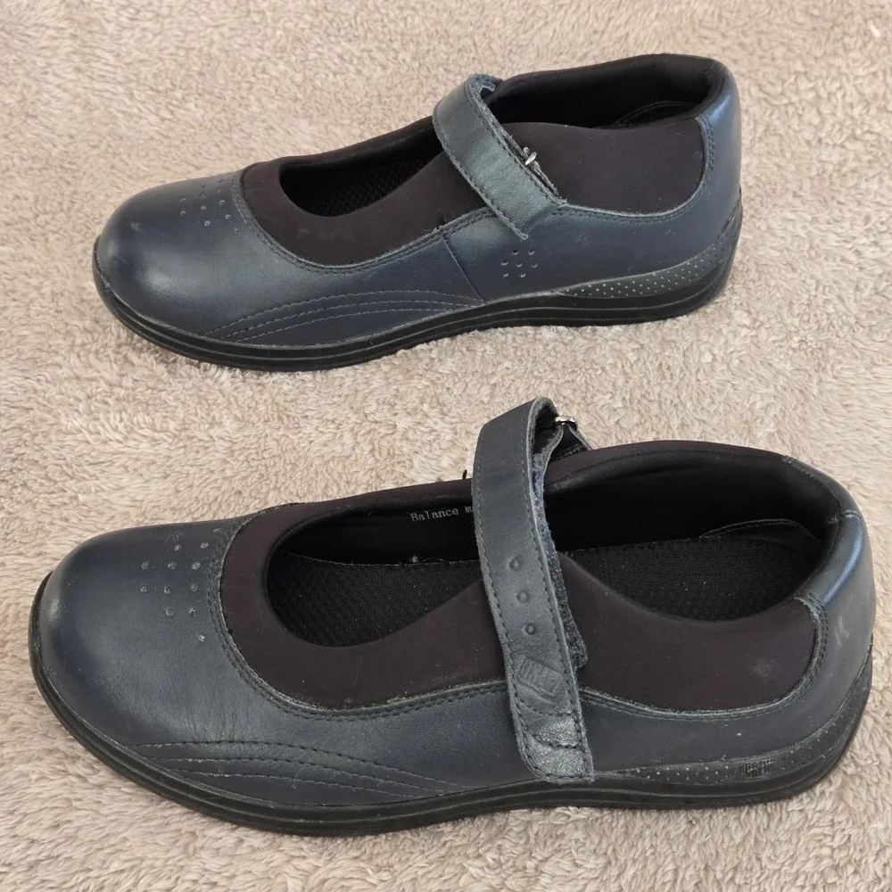 Drew Rose P221 Mary Jane Shoes Black Leather Orthopedic Comfort‎ 7.5W Wide
